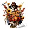 Reusable Decorative Window Sheets Halloween Static Clings Spooky Ghost Floral Skull Stickers Cling Decals for Glass No-Adhesive Party Indoor Outdoor