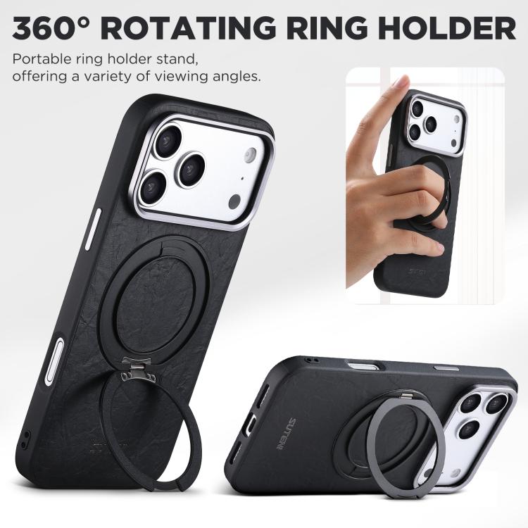Suteni G9 Rock Texture Magnetic Holder Phone Case