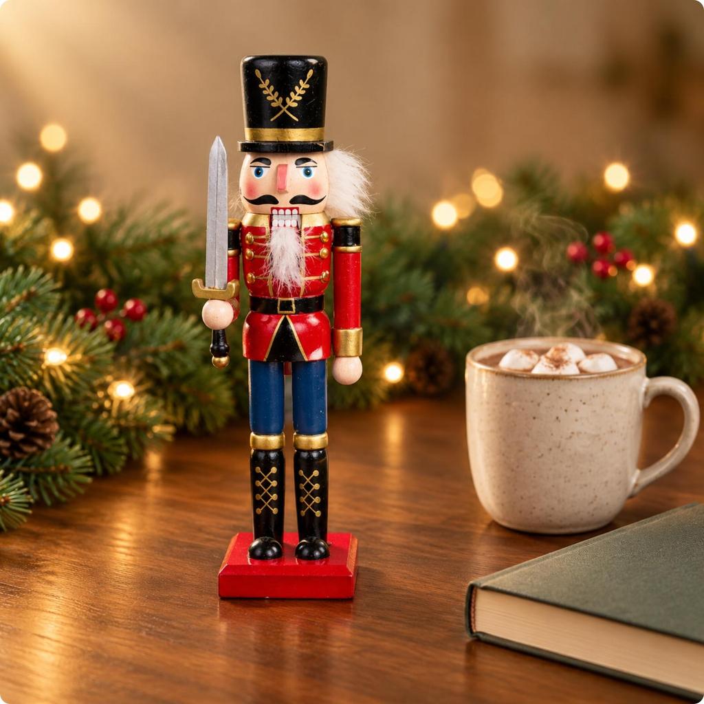 Holiday Decoration Festive Wooden Nutcracker Guard Figurine Traditional for