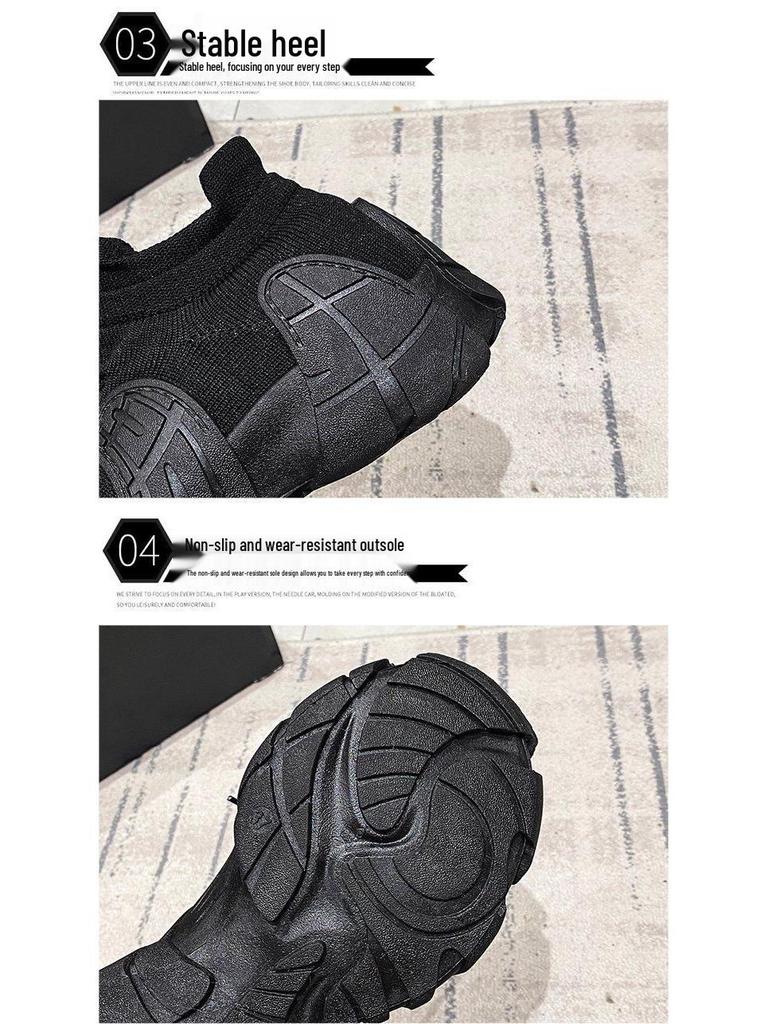 Dámské bavlněné pletené tenisky s fleecovou podšívkou a silnou podrážkou: Boty ve stylu ležérních ponožek pro plnoštíhlé