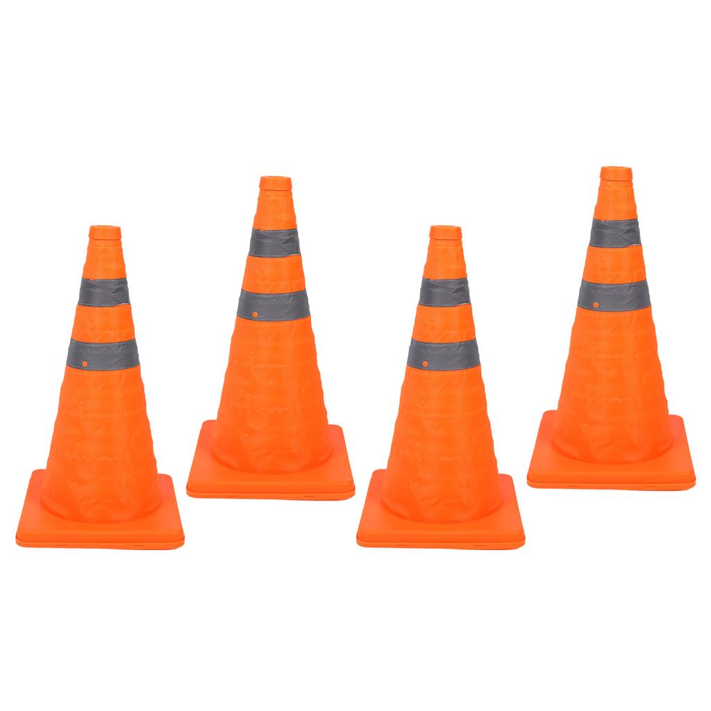 4Pcs Traffic Cones 45cm 360 Degrees  Reflective Strips Foldable PP Base Waterproof Oxford Cloth Safety