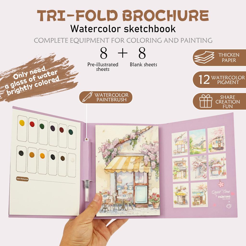 New Watercolor Painting Book Set Paint Art Watercolor Books Painting Kit Watercolor Coloring Book for Painting Enthusiast Adults