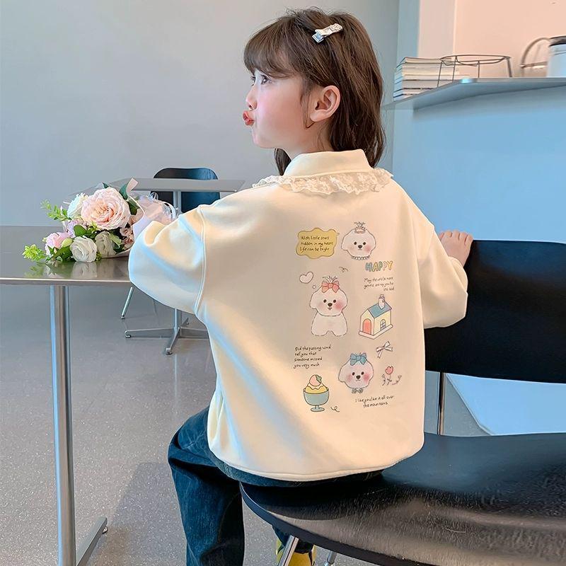 Girls' Cartoon Hooded Sweatshirt - Trendy & Cute Spring/Autumn Clothing for Small to Medium Children