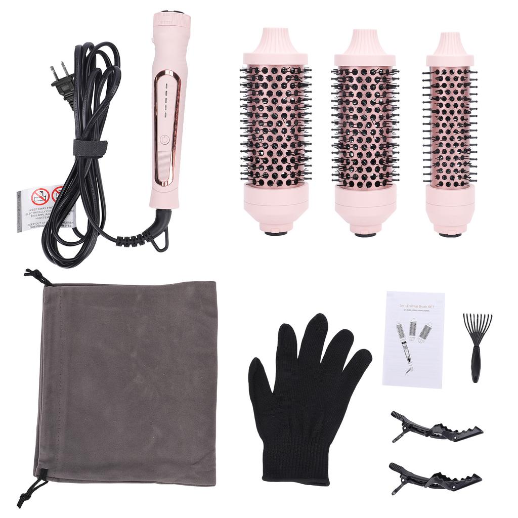 Thermal Round Brush Set, Hot-Air Curling Iron Brush, 3 Barrel Sizes, 5 Temp Settings for Fine To Thick Coarse Hair