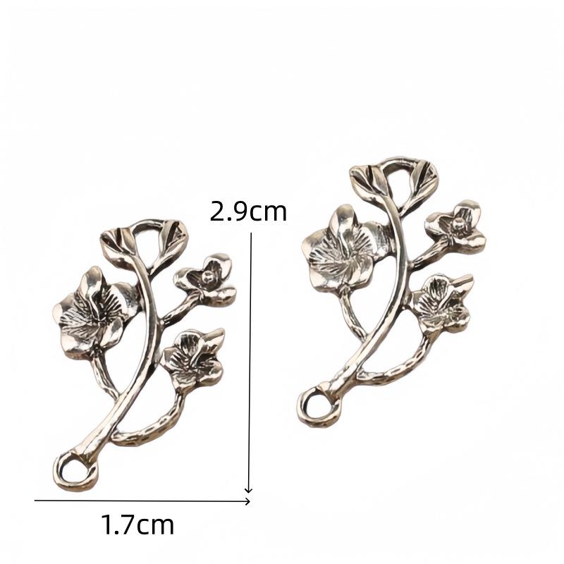 Ancient-Style Alloy Floral Pendant for DIY Phone Case & Bride Hairpin Accessories Tibetan Silver