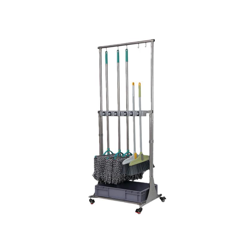 ELAYUR Punch-Free Stainless Steel Mop & Broom Organizer Rack