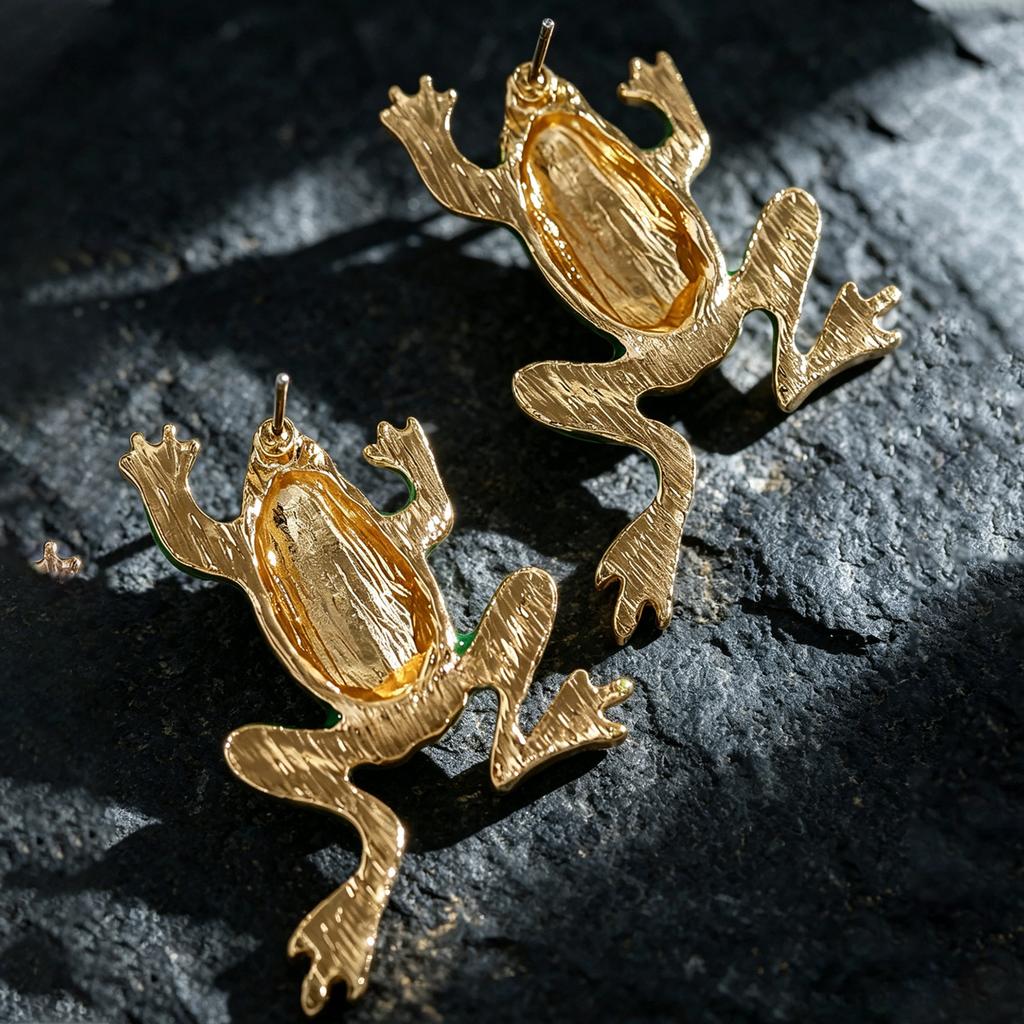 LATS Hip-hop Rock Quirky Cute Cartoon Personality Creative Frog Earrings for Women Jewelry Accessories Gifts