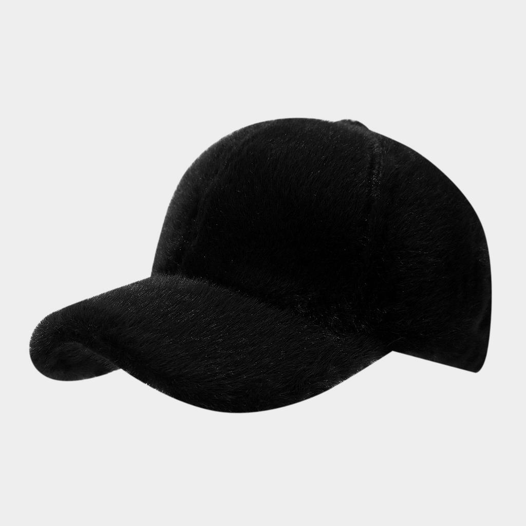 Ins New Style Solid-Color Long-Plush Vacation-Style Warm Hat - Women's Trendy Autumn  Winter Outdoor Versatile Baseball Cap