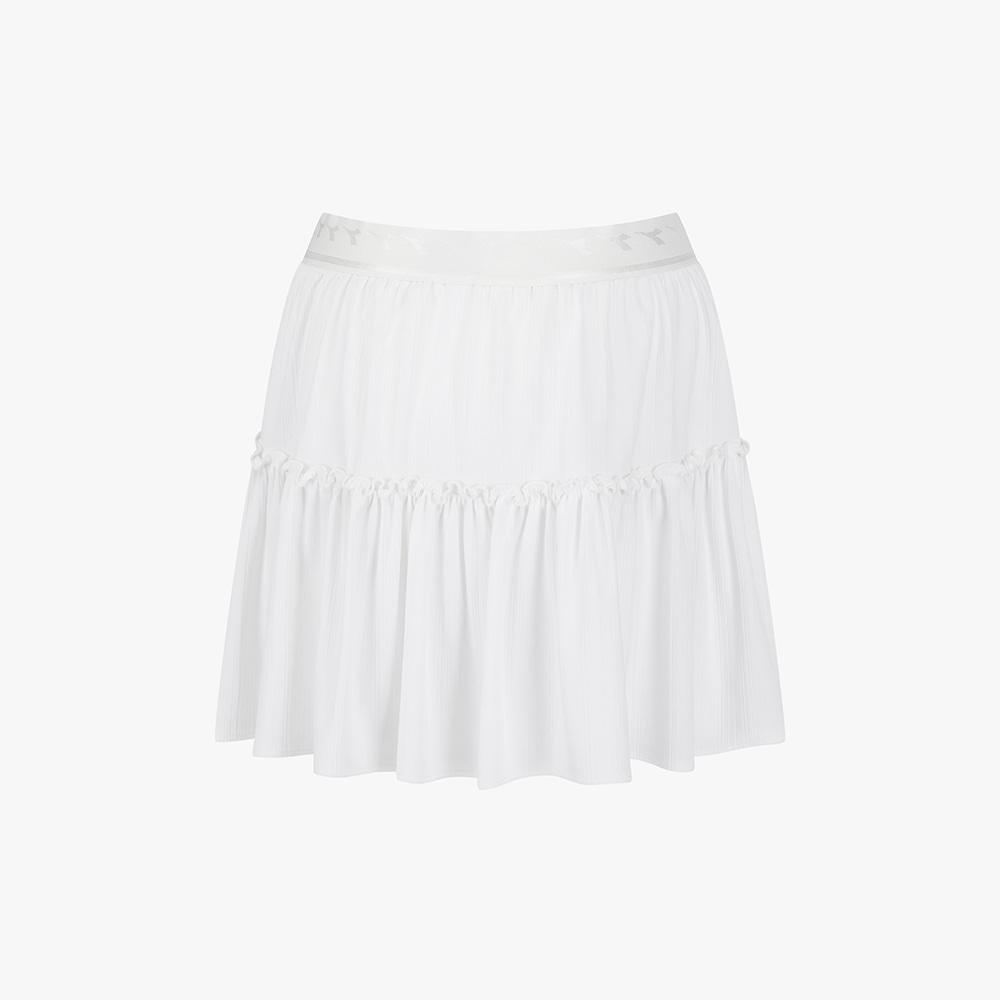 diadora Sheer Ribbed Shirred Skirt Off White