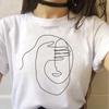 Minimalist Art Line Face European and American Pure Cotton Printed Unisexs and Womens Fashion Tshirt New Personalized Tshirt