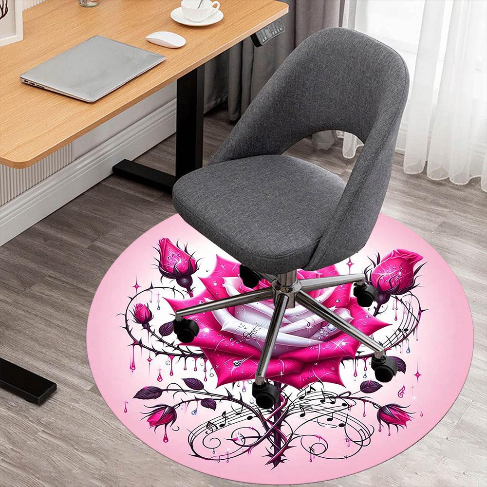 

1pc Rose Crown Round Chair mat Area Rug - Non-Slip, Floor Mat for Office, Bedroom, and Indoor Decor -1002185 80cm by 80cm