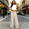 Women's Loose-fitting Wide-leg Pants, Casual Loose-fitting Pants, High-elastic Waistband, Long Pants With Pockets