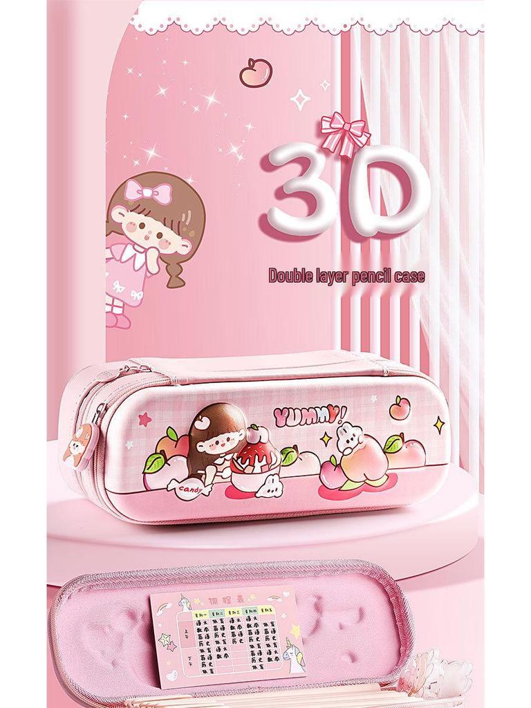 Trousse à crayons 3D dessin animé Kaba pour enfants, Double couche, Grande capacité