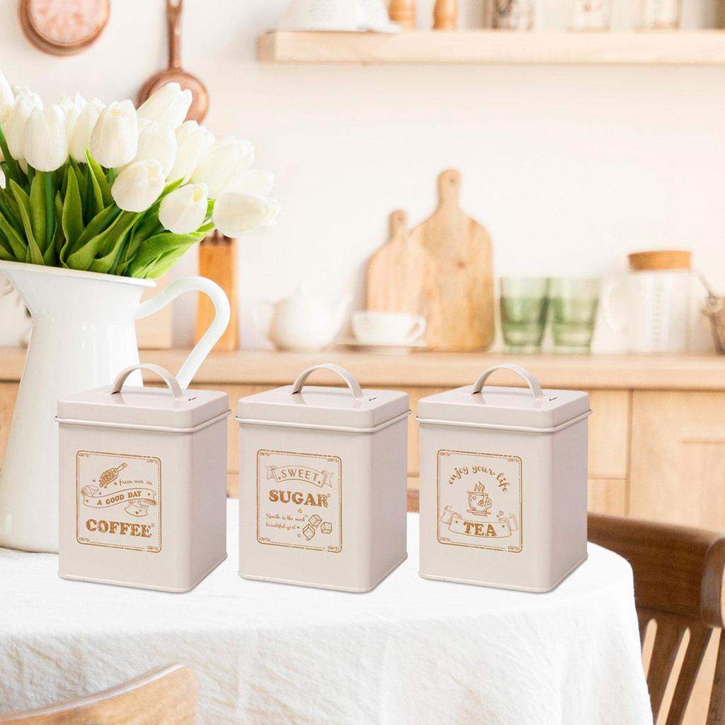 Zestaw 3 pojemników kuchennych na blat Słoiki na żywność 1,5L Stylowe naczynia Vintage pojemniki