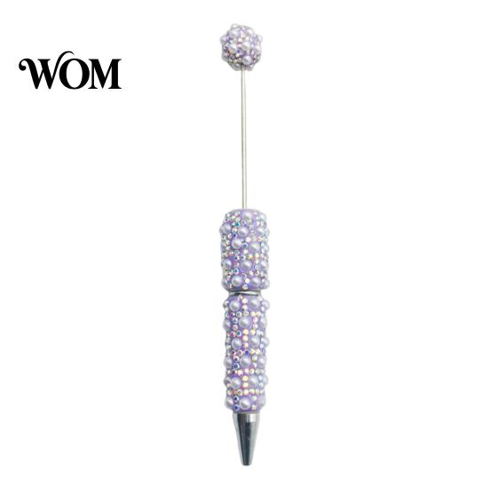 Creative DIY Pen Beadable Pen, Rhinestone Faux Pearl Ballpoint Fancy Glitter Personalized Gift for Crafting, Student Stationery Office Writing