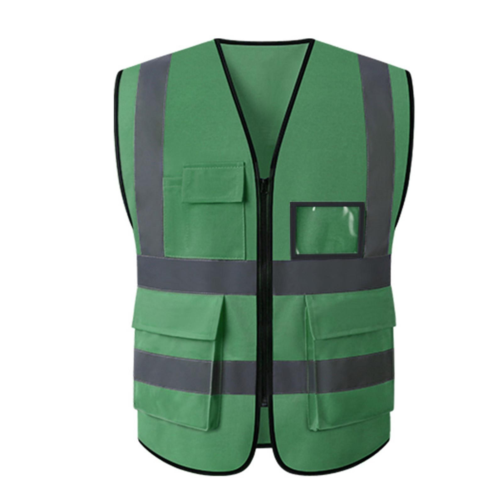

Летний светоотражающий защитный жилет Grid, высокая видимость, безопасность в ночное время, безрукавка, строительная рабочая одежда с карманами на молнии для взрослых XL зелёный