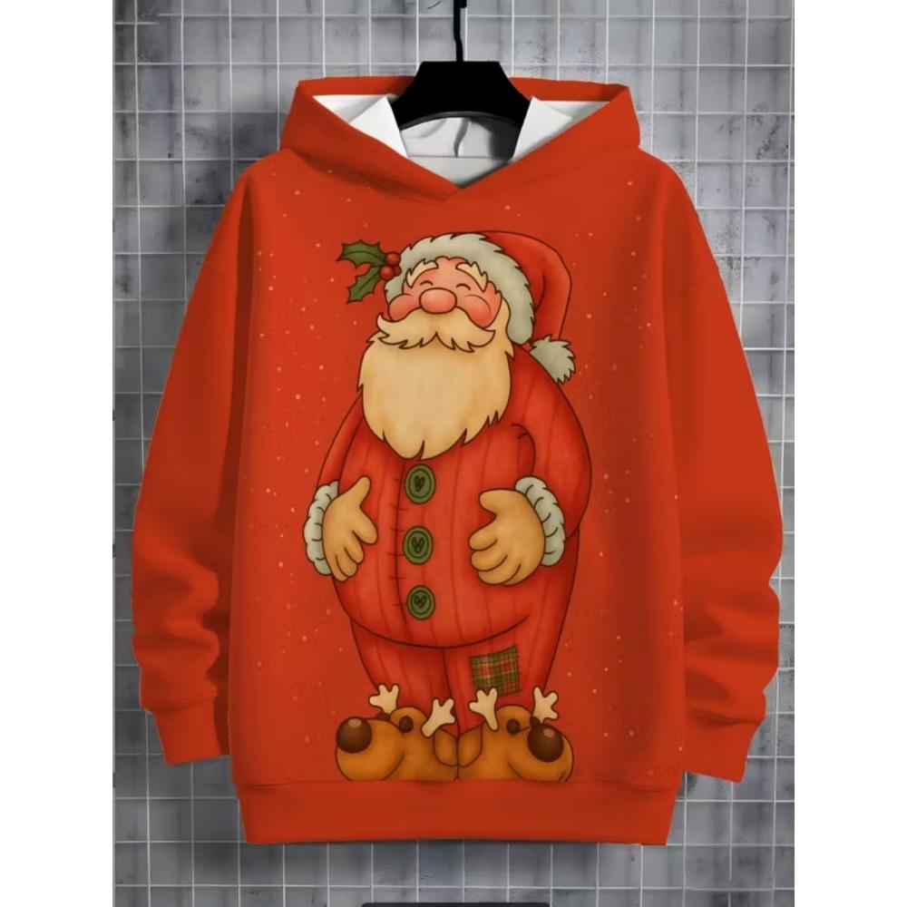

Детский свитшот Рождественская толстовка Мультяшный Каваий с принтом Санта-Клауса Свитшот для девочек Смешная праздничная одежда для детей 100