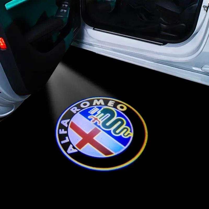 3D 2Pcs For Alfa Romeo 159 Giulia Giulietta Mito Stelvio Brera Spider LED Car Door Logo Lights Projector Laser Ghost Shadow Lamp zl6