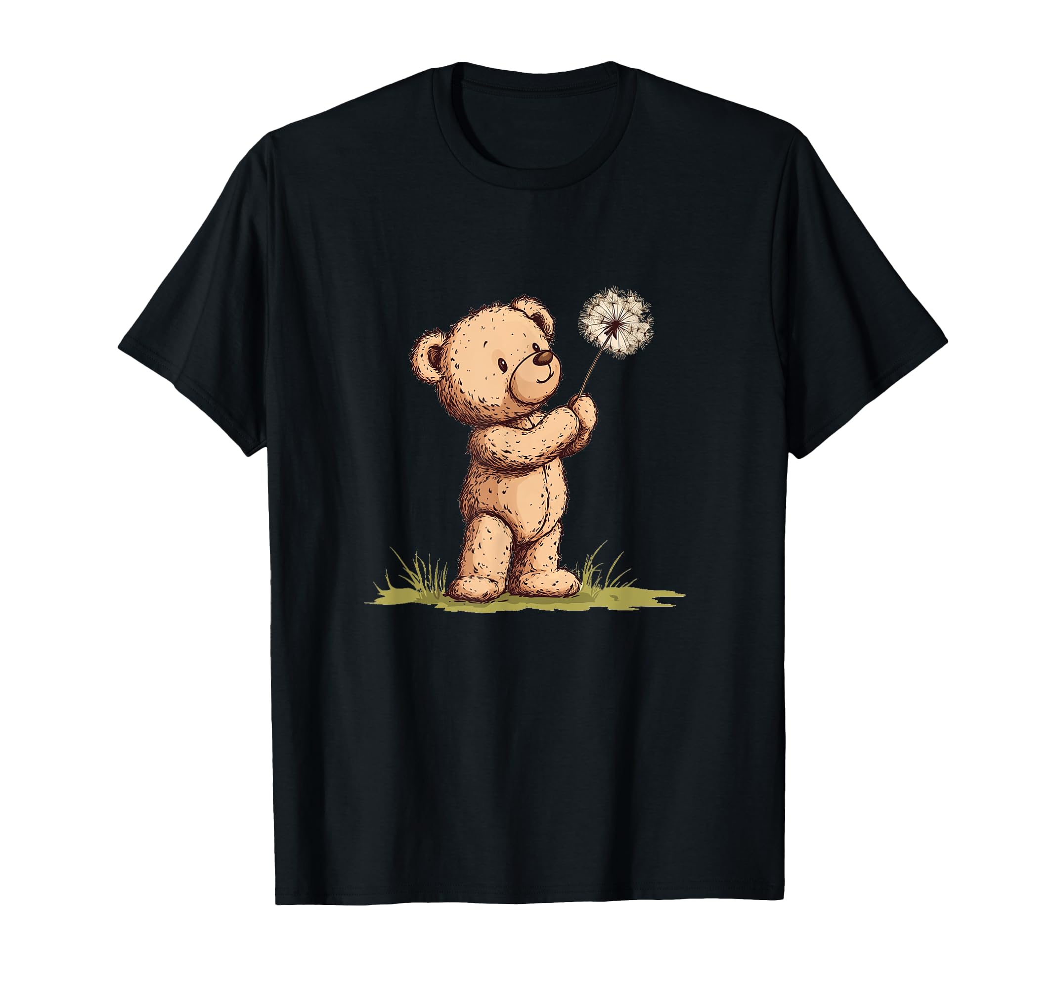 

Cute teddy bear holding a dandelion for a peaceful escape T-shirt