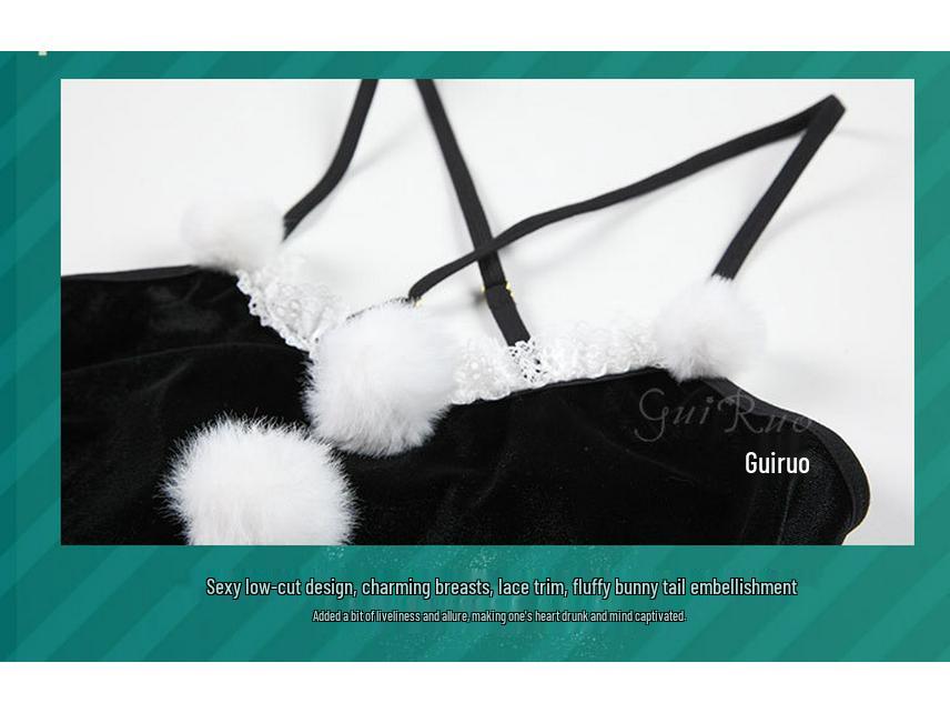 Gorgeous Lingerie: Seductive Open-Crotch Bunny Girl Bodysuit Christmas Costume Set