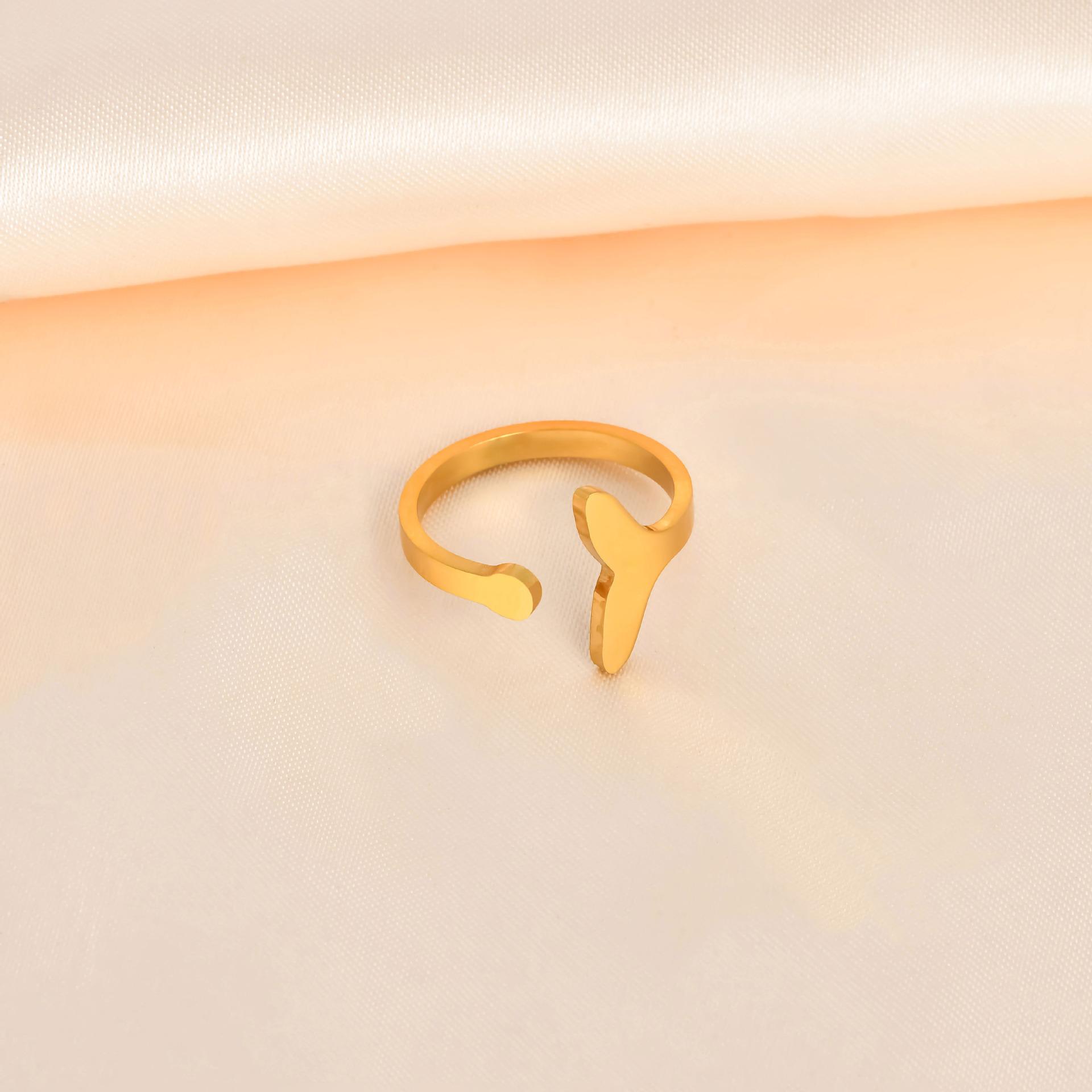 1PC European and American light luxury stainless steel dolphin tail pendant necklace ring titanium steel jewelry 18K