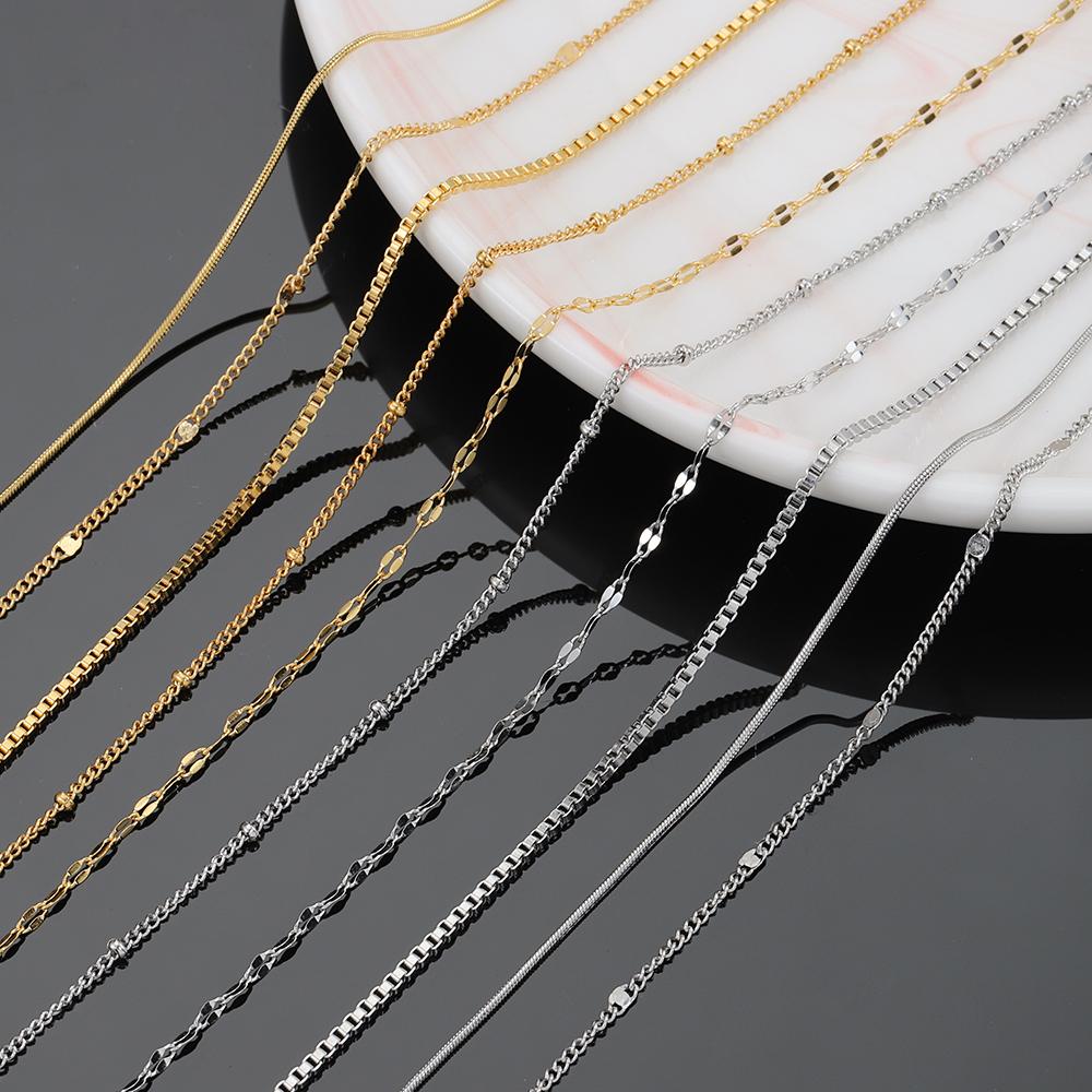 5pcs/lot Stainless Steel Chains 1mm 1.5mm 2mm Box Chain Rolo Link Cuban Long Necklace Chain for Jewelry Making DIY Wholesale