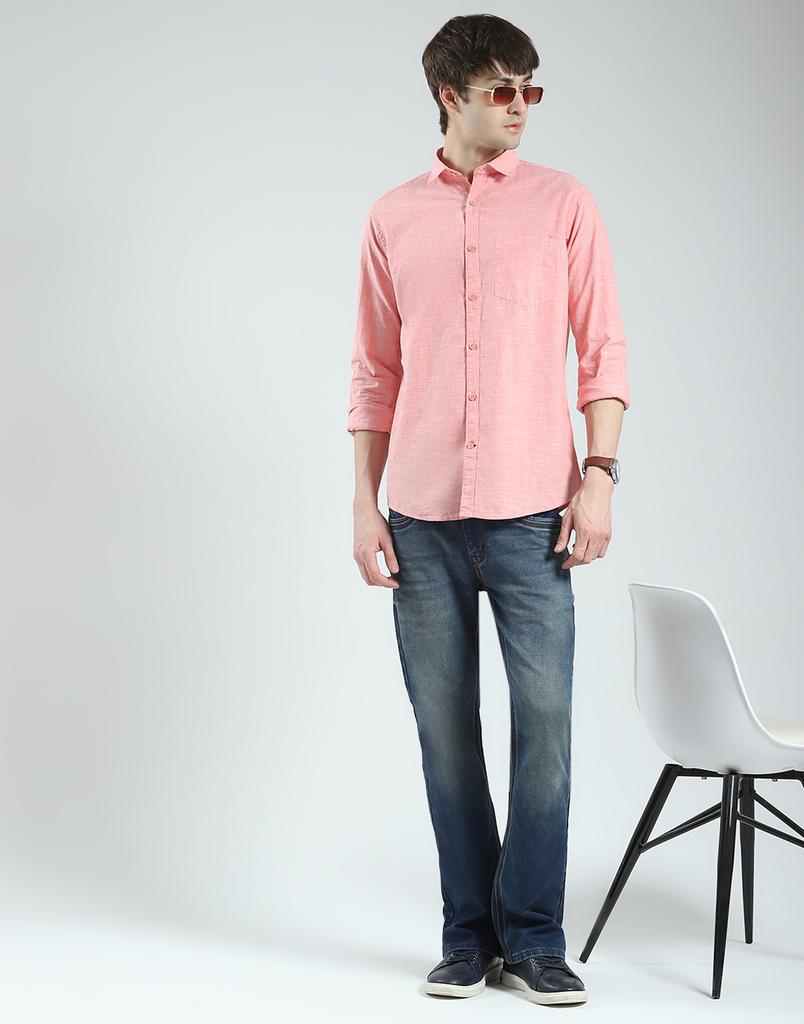 Monte Carlo Men's Regular Fit Full Sleeve Solid Shirt