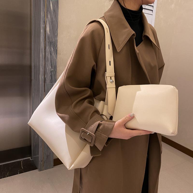 

Women s Bag Large Capacity Commuter Handbag Women s 2026 Spring Soft Leather One Shoulder 2-Piece Women s Bag Fashion 31x10x29cm белый