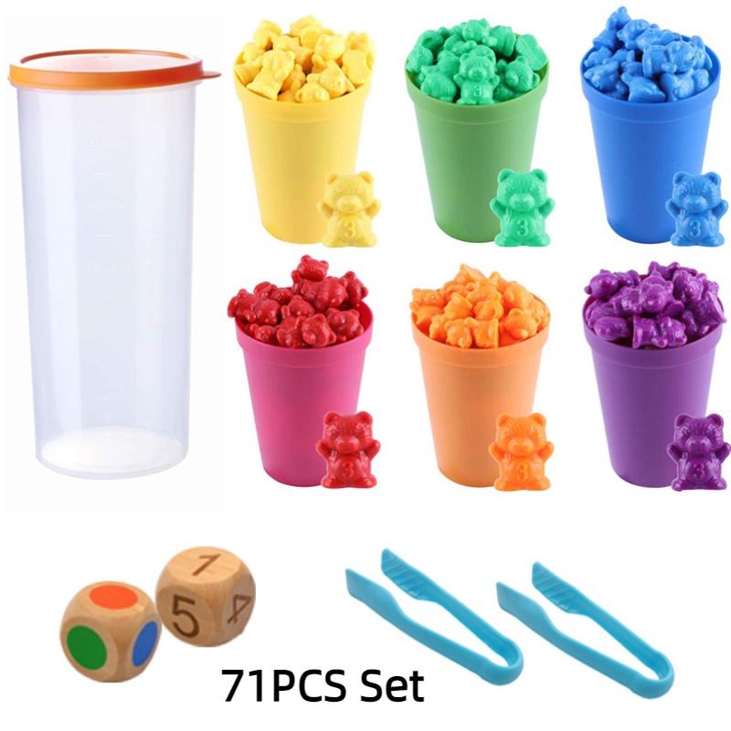 Colorful Rainbow Bear Counting Math Toy Set For Early Education