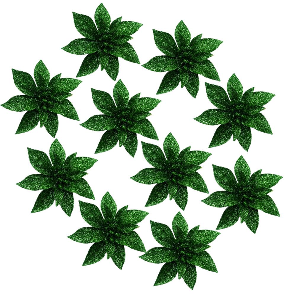 

Artificial Christmas Flowers, 10pcs 8cm Christmas Tree Sequins Flower Xmas Tree Flowers Christmas Tree Ornaments for Xmas Decor зелений