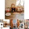 Childrens Straw Woven Shoulder Bag With Expandable Capacity And Sweet Summer Look