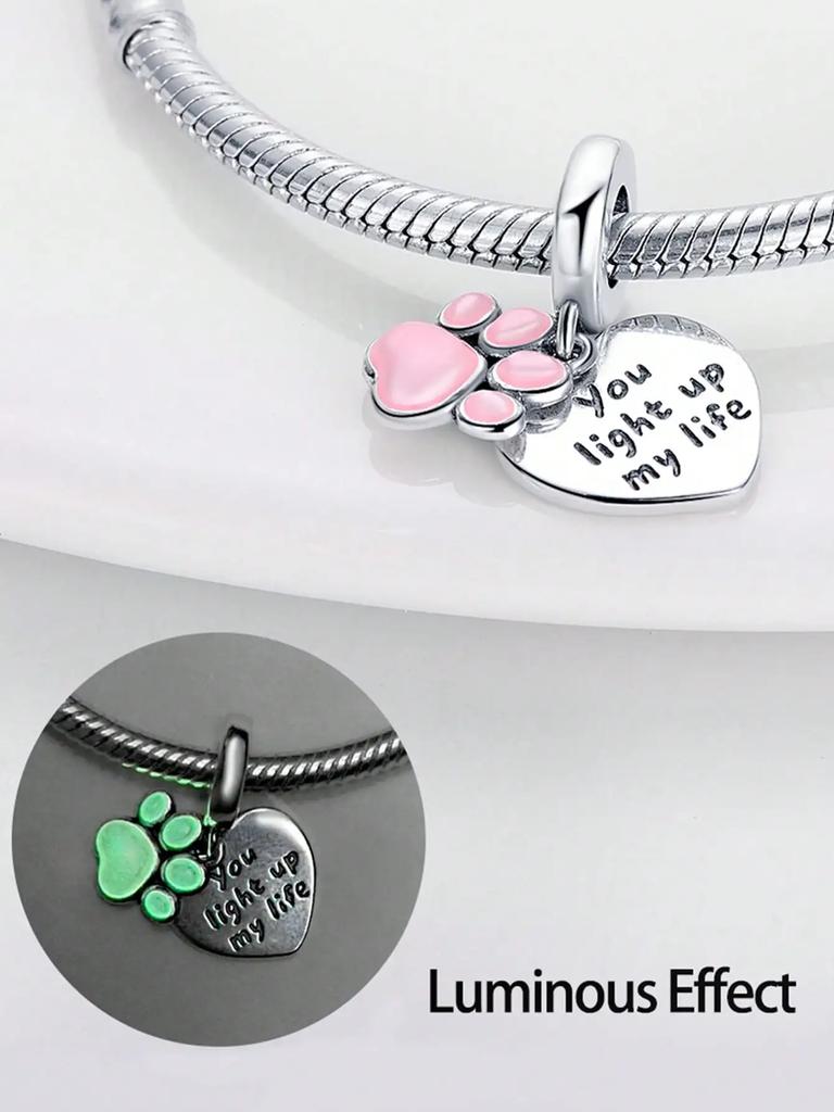 Charms Plata Copper Colors Cute Cat Paw Pet Beads Charm Pendant For Original Bracelet For Women Diy Jewelry Love Gift