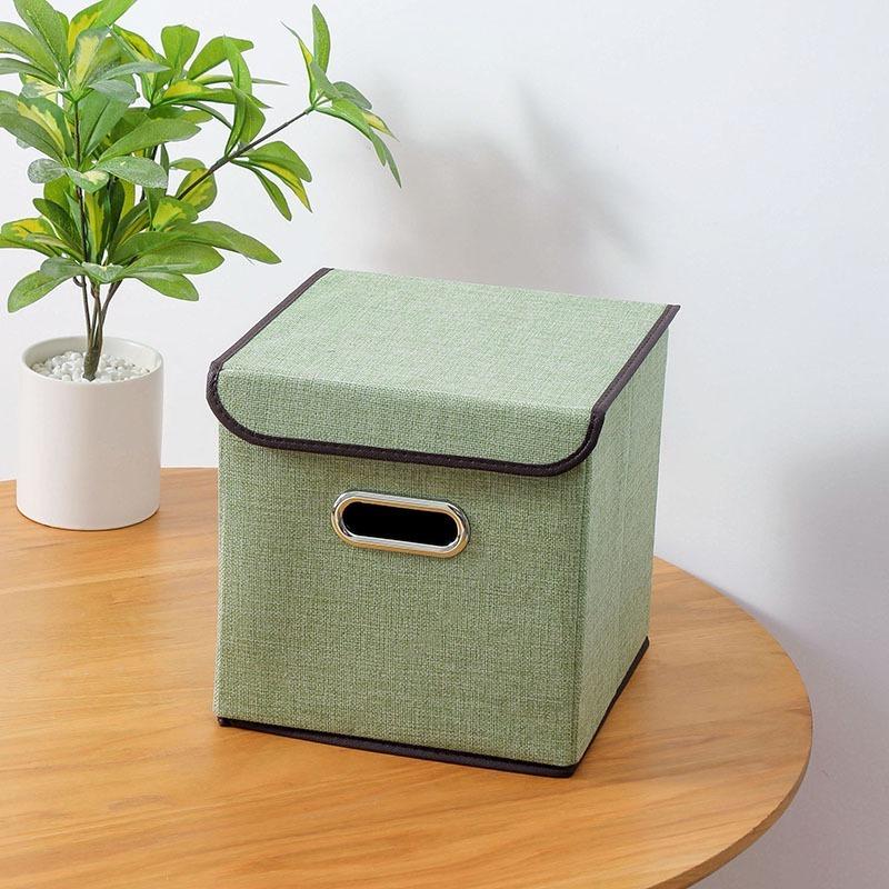 Square Cotton Linen Folding Storage Box Home Bedroom Clothes Quilt Storage Organizer Fabric Underwear Storage Box with Cover
