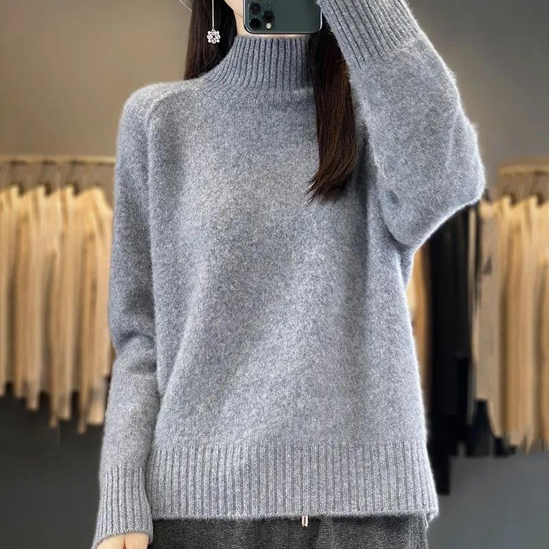 Autumn and Winter Large Size Loose All-match Western Turtleneck Knitted Sweater Sweater Jacket To Keep Warm