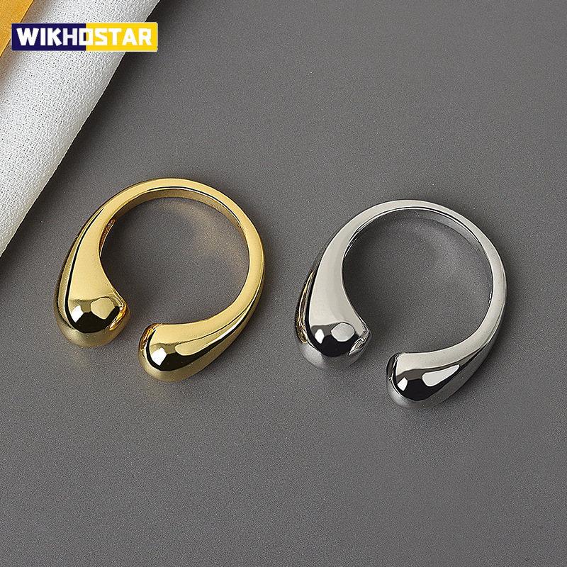 Stainless Steel Smooth Open Irregular Ring for Women Fashion Gold Color Geometric Waterdrop Ring Party Couple Rings Jewelry Gift