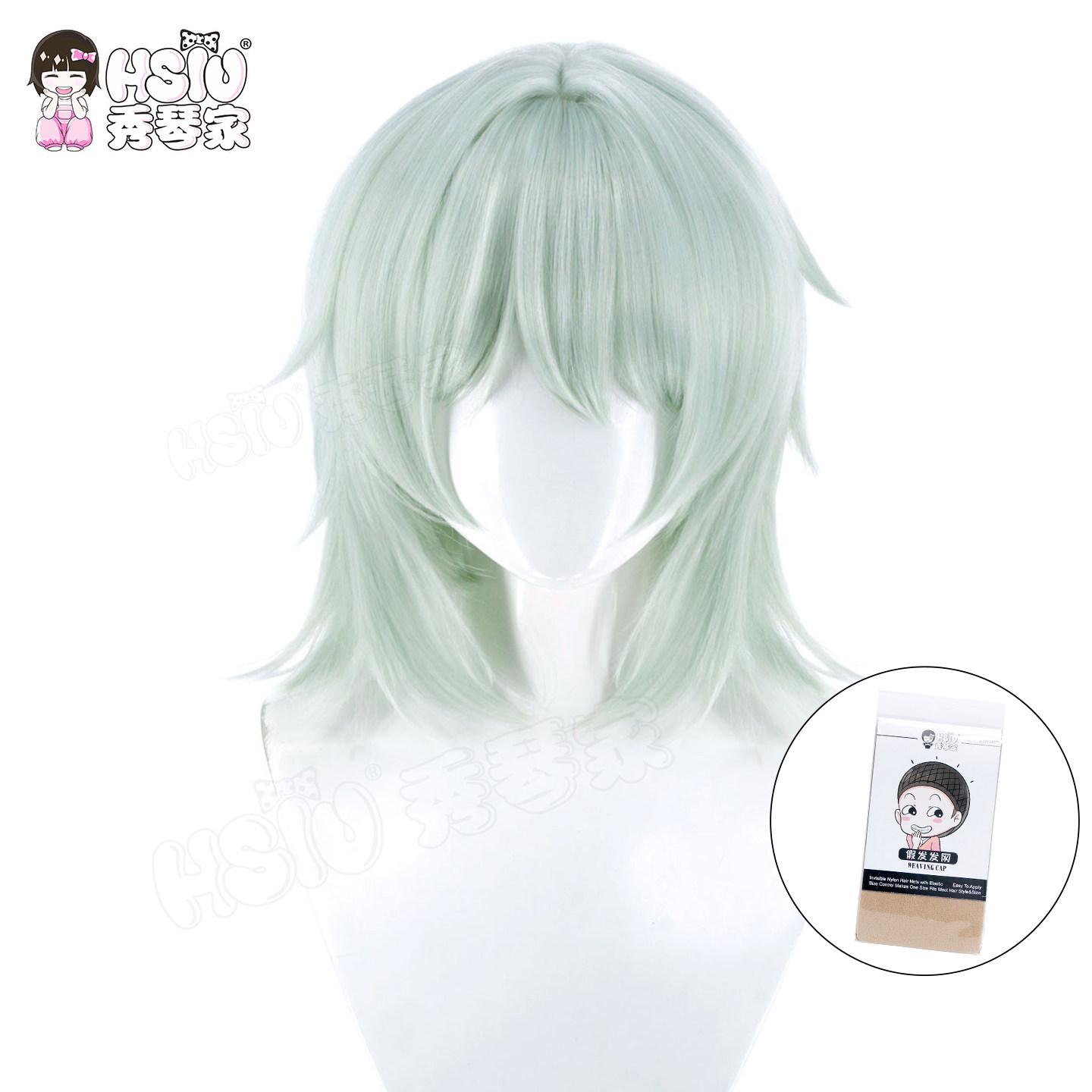 HSIU Yani Neko Cosplay Pruik Grijs Blauw Kort Hittebestendig Synthetisch Haar Pruik Met Gratis Pruikkap Anime Cosplay white