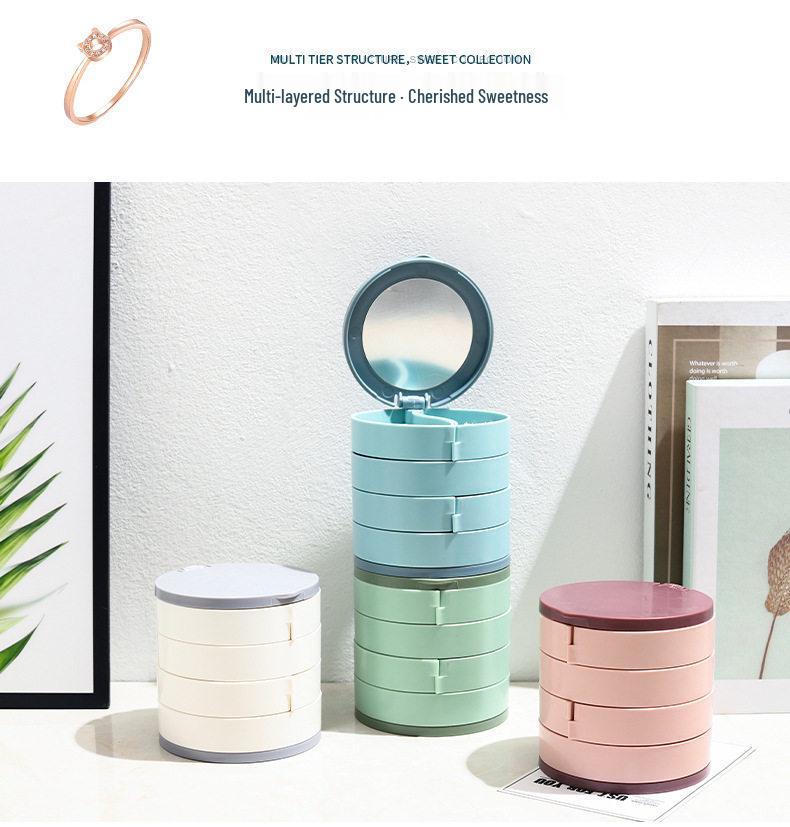 Rotating Multi-layer Jewelry Box with Mirror - Exquisite Storage for Earrings and Necklaces, Dustproof Design