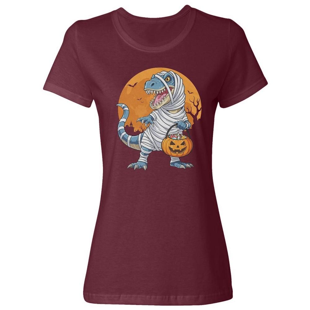 Trick-or-Treat wbr/ ing Mummified T-Rex - Funny Halloween Ladies Crewneck T-Shirt Unisex T-Shirt XXXL