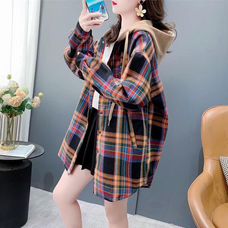 Women's Plaid Fleece-Lined Hooded Shirt Jacket