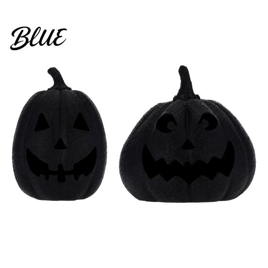 Matte Black Resin Statue Halloween Pumpkin Figurine Spooky Face Sculpture Festival Display Ornament Gothic Tabletop Centerpiece for Home Table