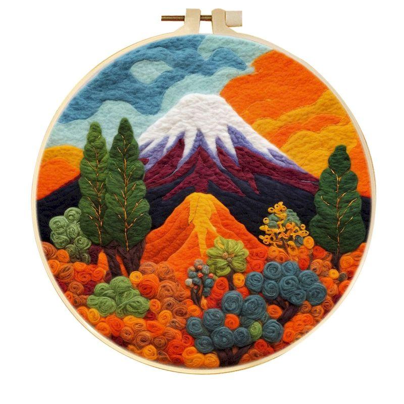 CHENISTORY DIY Wool Needle Felting Kit Creative Felt Landscape Picture Creative Felting Painting Handmade For Beginners Set