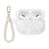 Funda Bonita para AirPod Ins Patrón de Concha Deslumbrante con Cadena de Muñeca de Perla Funda Bluetooth Inalámbrica Compatible con Funda AirPods Pro