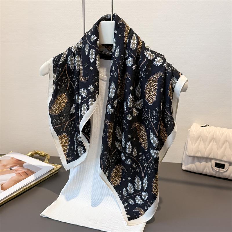 Cashew Print Hairbands Scarf Women Elagant Cotton Linen Feeling Bandana Neck Kerchief Head Bands Foulard Female Scarfs