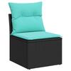 Sofa Set 8 Pieces Black and Blue Poly Rattan and Steel