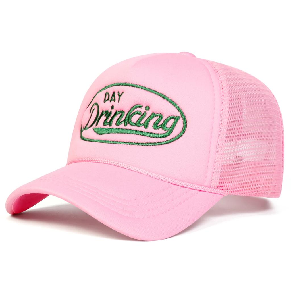 Women Day Drinking Letter Print Embroidery Baseball Net Caps Outdoor Use Adjustable Spring And Summer Casual Sunscreen Hat For Men And