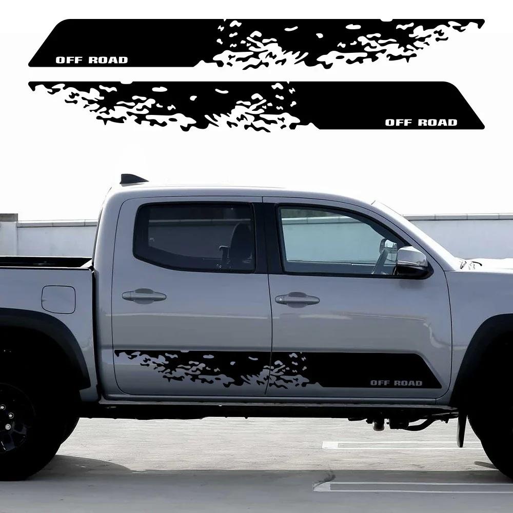 197x22cm 2PCS OFF RAOD Sport Stripes Car Body Door Side Decor Sticker For-Toyota TACOMA TRD PRO Racing Accessories Vinyl Decals