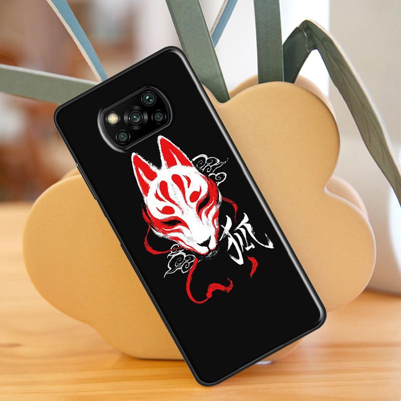 Japanische Kitsune Fuchsmaske für Xiaomi Mi 10T 11T Pro Mi 11 Lite Hülle für POCO M3 Pro M4 F3 X3 GT X3 Pro Handyhülle