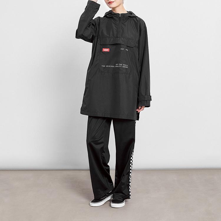 Vans Solid Color Letter Hoodie Jacket Women Jackets Black VN0A48BGBLK