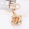 Keychain Pendant Sparkling Rhinestones Inlaid Red Rose Design Key Holder with Lobster Clasp Lightweight
