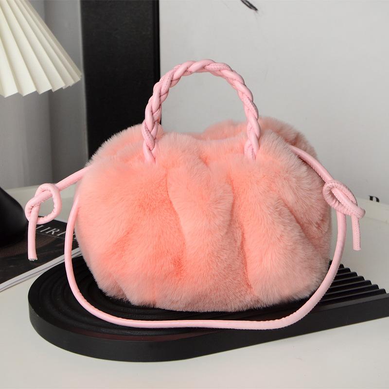 Multi Functional Furry Shoulder Bag Fashionable Women Bucket Handbag Soft Plush Crossbody Bags Fashion Fur Cloud Bags
